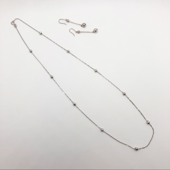 14k white gold disco ball earring and necklace set - Picture 4 of 7